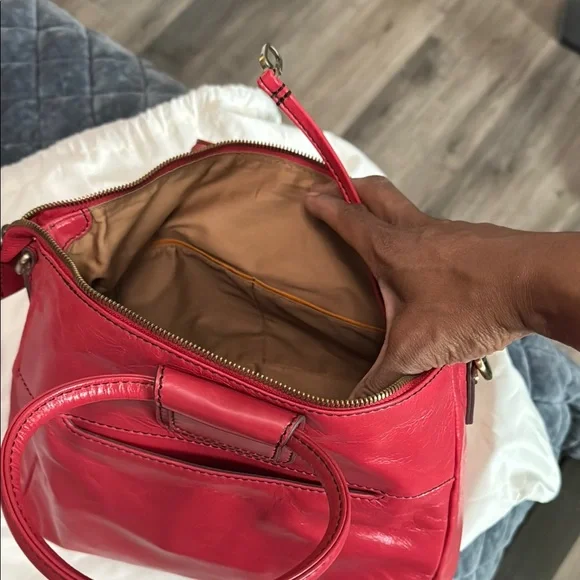 HOBO Red Leather Hobo Bag Vibrant and Sophisticated - Picture 7 of 10